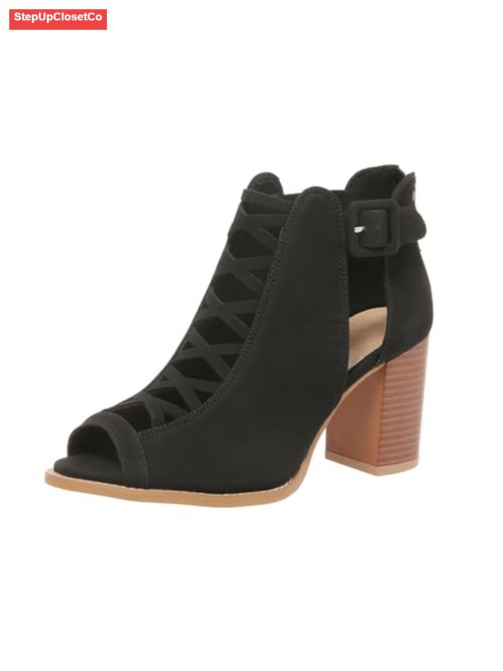 Open Toe Back Zipper High Heel Sandal with Adjustable Ankle Strap